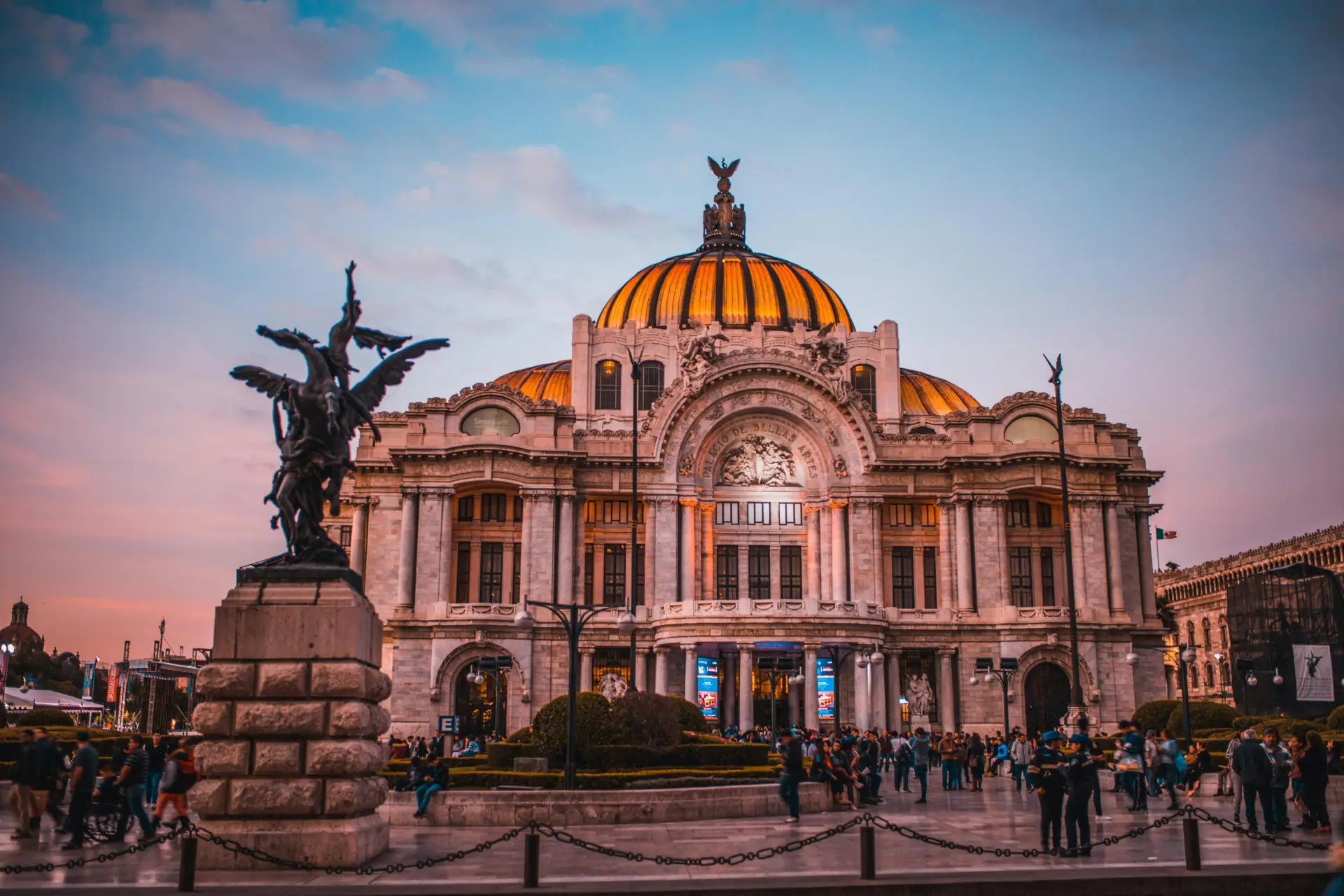 Mexico City skyline and streets